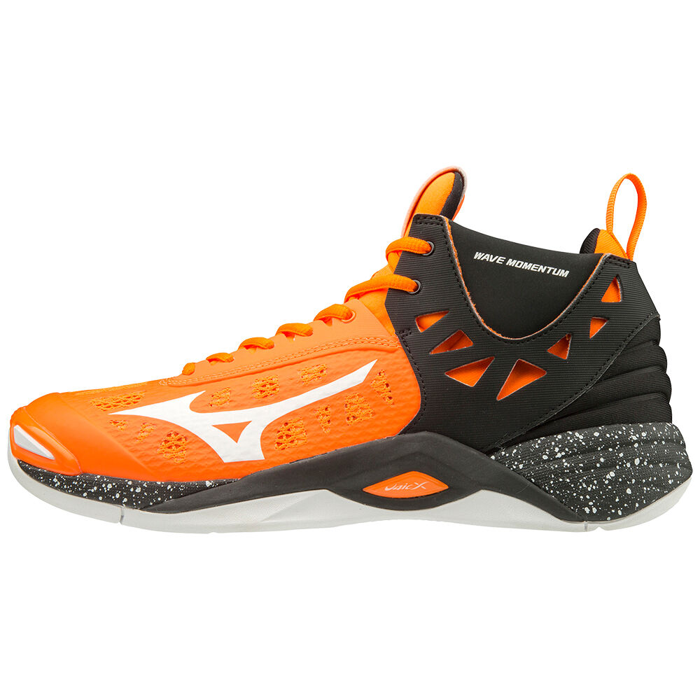 Sapatilhas Voleibol Mizuno WAVE MOMENTUM MID - Homem - Laranja/Branco/Pretas - GUFNK9684